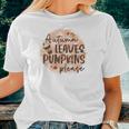 Fall Autumn Leaves And Pumpkin Please Thanksgiving Women T-shirt Gifts for Her
