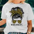 Mother Sunflowers Mom Life Messy Bun Hair Sunglasses Mothers Day Mom Women T-shirt Casual Daily Crewneck Short Sleeve Graphic Basic Unisex Tee Gifts for Her