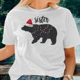Sister Bear Santa Hat Christmas Pajamas Group Family Lights Women T-shirt Gifts for Her