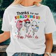 Thanks For Not Swallowing Us Happy Mothers Day Fathers Day Women Crewneck Short T-shirt Gifts for Her