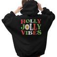 Retro Christmas Holly Jolly Vibes Aesthetic Words Graphic Back Print Hoodie Gift For Teen Girls