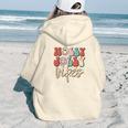 Holly Jolly Vibes Christmas Gifts Aesthetic Words Graphic Back Print Hoodie Gift For Teen Girls