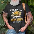 Aircraft Mechanic Funny Fix Airplanes Burger Gift Old Men T-shirt Gifts for Old Men