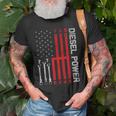 Diesel Mechanic Shifting Gear American Flag Gift Drag Racer Old Men T-shirt Gifts for Old Men