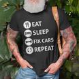 Funny Eat Sleep Fix Cars Repeat Auto Mechanic Gift Old Men T-shirt Gifts for Old Men