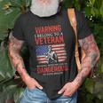Funny Veteran Wife I Belong To A Veteran Dangerous Warning Old Men T-shirt Gifts for Old Men