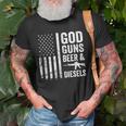 God Guns Beer & Diesels Diesel Truck Mechanic Usa Flag Old Men T-shirt Gifts for Old Men