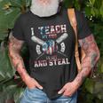 I Teach My Kids To Hit And Steal Baseball Dad American Flag Old Men T-shirt Gifts for Old Men