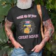 Make 4Th Of July Great Again Trump Uncle Sam Us Flag Beer Old Men T-shirt Gifts for Old Men