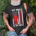 My Uncle Is My Hero Firefighter Thin Red Line Flag Old Men T-shirt Gifts for Old Men
