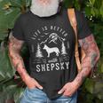 Shepsky Life Better Mom Dad Dog Old Men T-shirt Gifts for Old Men