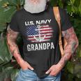 Vintage Us Navy With American Flag For Grandpa Gift Old Men T-shirt Gifts for Old Men