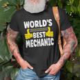 Worlds Best Mechanic Job Title Funny Profession Mechanic Old Men T-shirt Gifts for Old Men