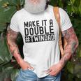 Make It A Double Twin Dad Baby Announcement Expecting Twins Old Men T-shirt Gifts for Old Men