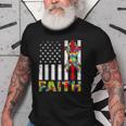 Autism Awareness Faith Cross Autistic Usa Flag For Dad Mens Old Men T-shirt