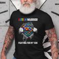 Autism Warrior Fighting For My Son Autism Mom Dad Parents Old Men T-shirt