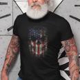 Patriotic Military American Flag Skull Gift Old Men T-shirt