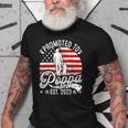 Patriotic Promoted To Poppa Est 2023 American Flag Gift For Mens Old Men T-shirt