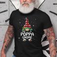Poppa Gnome Buffalo Plaid Matching Family Christmas Funny Old Men T-shirt