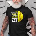 Softball Mom Dad My Favorite Player Wears Number 27 Old Men T-shirt