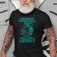 Warning Volleyball Dad Will Yell Loudly Gift For Mens Old Men T-shirt