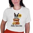 Sunflower Boston Terrier Mom Dog Lover Old Women T-shirt