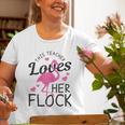 Teacher Flamingo This Teacher Loves Her Flock Old Women T-shirt Gifts for Old Women
