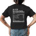 Alyce Nutrition Facts Name Named Funny Womens Back Print T-shirt