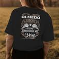 Olmedo Name Gift Olmedo Blood Runs Through My Veins Womens Back Print T-shirt Funny Gifts