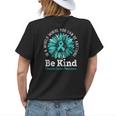 Be Kind Ovarian Cancer Awareness Ribbon Sunflower Kindness Womens Back Print T-shirt Gifts for Her