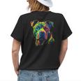 Pit Bull Mom Dog Lover Colorful Artistic Pitbull Owner Women Women's Crewneck Short Sleeve Back Print T-shirt Gifts for Her