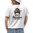 Teacher Off Duty Leopard Messy Bun Glasses Women's T-shirt Back Print Gifts for Her