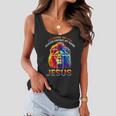 Because Of Him Heaven Knows My Name Jesus Lion Cross Faith Women Flowy Tank