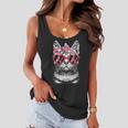 Breast Cancer Awareness Cat Mom Costume Pink Ribbon Gifts Women Flowy Tank