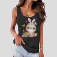 Funny Sloth Bunny Ear With Eggs Basket Easter Costume Rabbit Women Flowy Tank