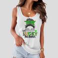 One Lucky Momma Messy Bun Mom Shamrock St Patricks Day  Women Flowy Tank