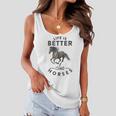 Vintage Life Is Better With Horses Funny Horseback Riding Women Flowy Tank