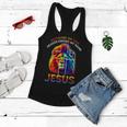 Because Of Him Heaven Knows My Name Jesus Lion Cross Faith Women Flowy Tank