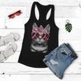 Breast Cancer Awareness Cat Mom Costume Pink Ribbon Gifts Women Flowy Tank
