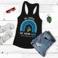In April We Wear Blue Puzzle Rainbow Autism Awareness Month Women Flowy Tank