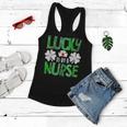 Nurse St Patricks Day Lucky To Be A Nurse Shamrocks Plaid Women Flowy Tank