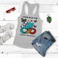 Womens Butterfly Ribbon I Wear Blue For Autism Awareness Puzzle Women Flowy Tank