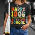 100 Days Smarter Groovy Retro Happy 100 Days Of School V2 T-Shirt Gifts for Her