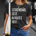 32 Geburtstag Geschenk 32 Jahre Legendär Seit August 1991 T-Shirt Geschenke für Sie