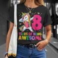 8 Years Old Unicorn Flossing 8Th Birthday Girl Unicorn Party V2 T-Shirt Gifts for Her