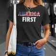 America First Usa Flag Clothing Companies Businesses T-shirt Gifts for Her