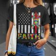 Autism Awareness Faith Cross Autistic Usa Flag For Dad Mens Unisex T-Shirt Gifts for Her