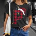 Awesome Letter P Initial Name Buffalo Plaid Christmas T-shirt Gifts for Her