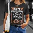 Biker Grau Chrom Motorrad Motorradfahrer Motorradfahren T-Shirt Geschenke für Sie