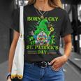 Born Lucky On St Patricks Day Autism St Patricks Day Gnomes T-Shirt Gifts for Her
